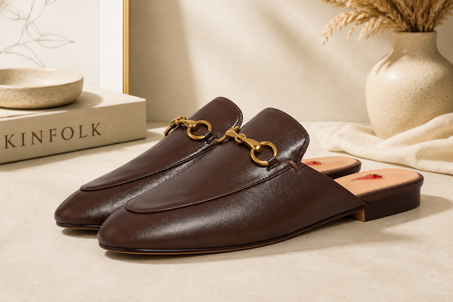 Cognac buckle backless loafers from Amazon, 2026 shoe trend