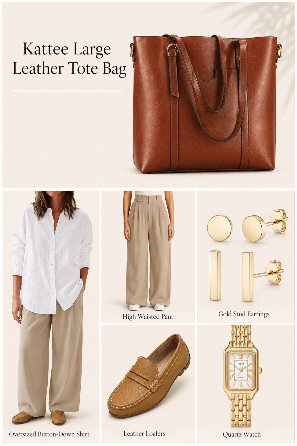 shop brown leather tote bag Amazon under $65