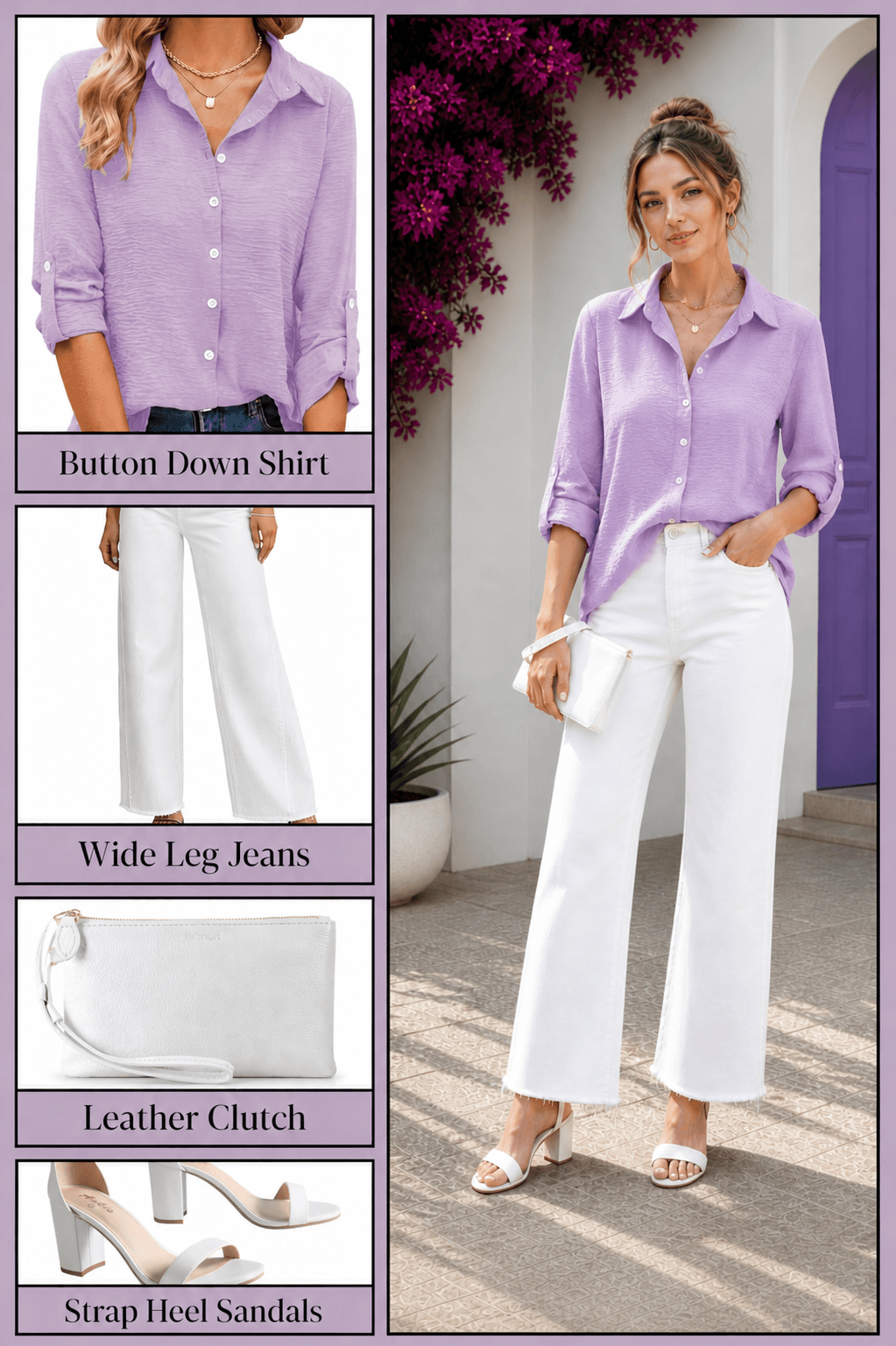 shop lavender button down shirt classic outfit Amazon