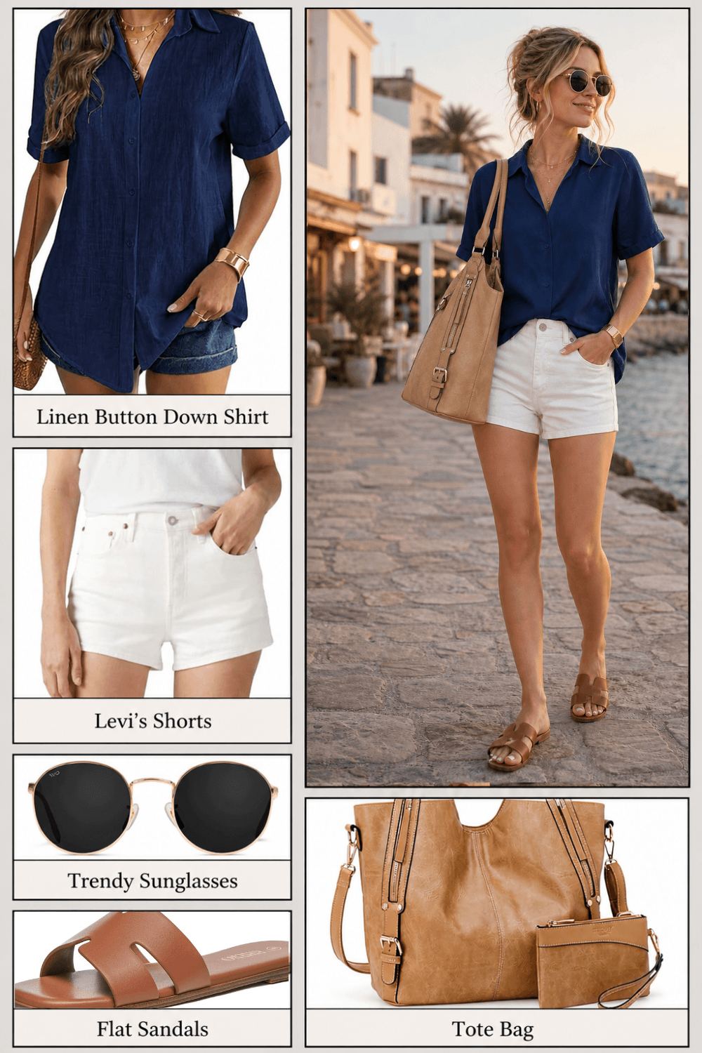 shop linen button down shirt summer outfit Amazon