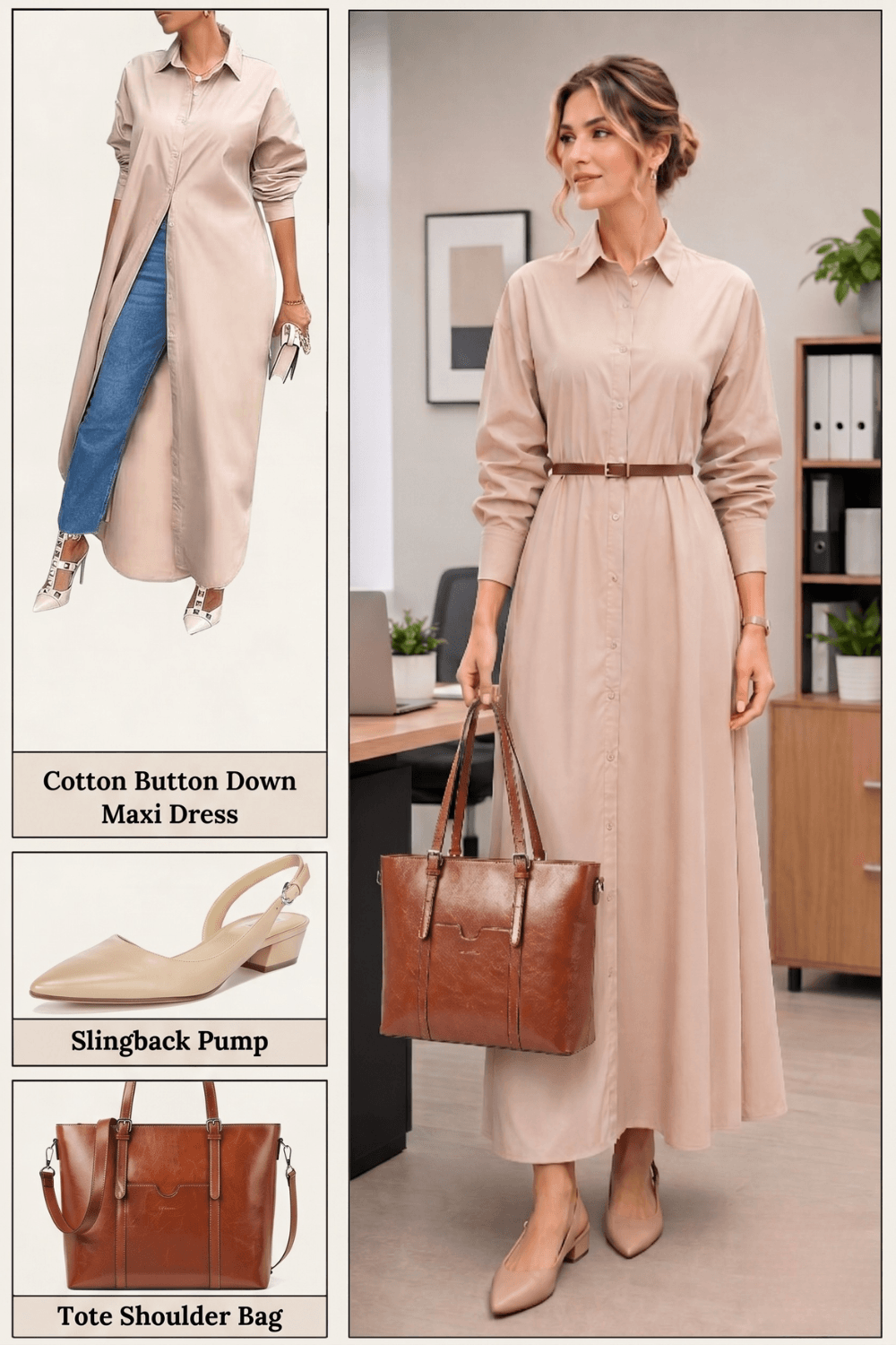 shop button down maxi dress office outfit Amazon