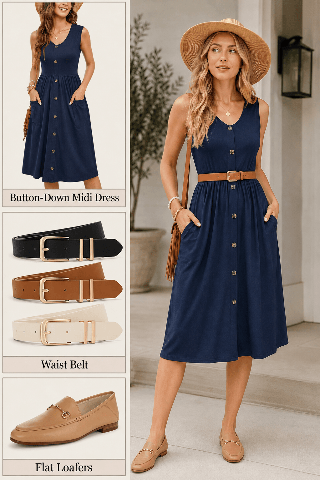 shop button down midi dress spring brunch outfit Amazon