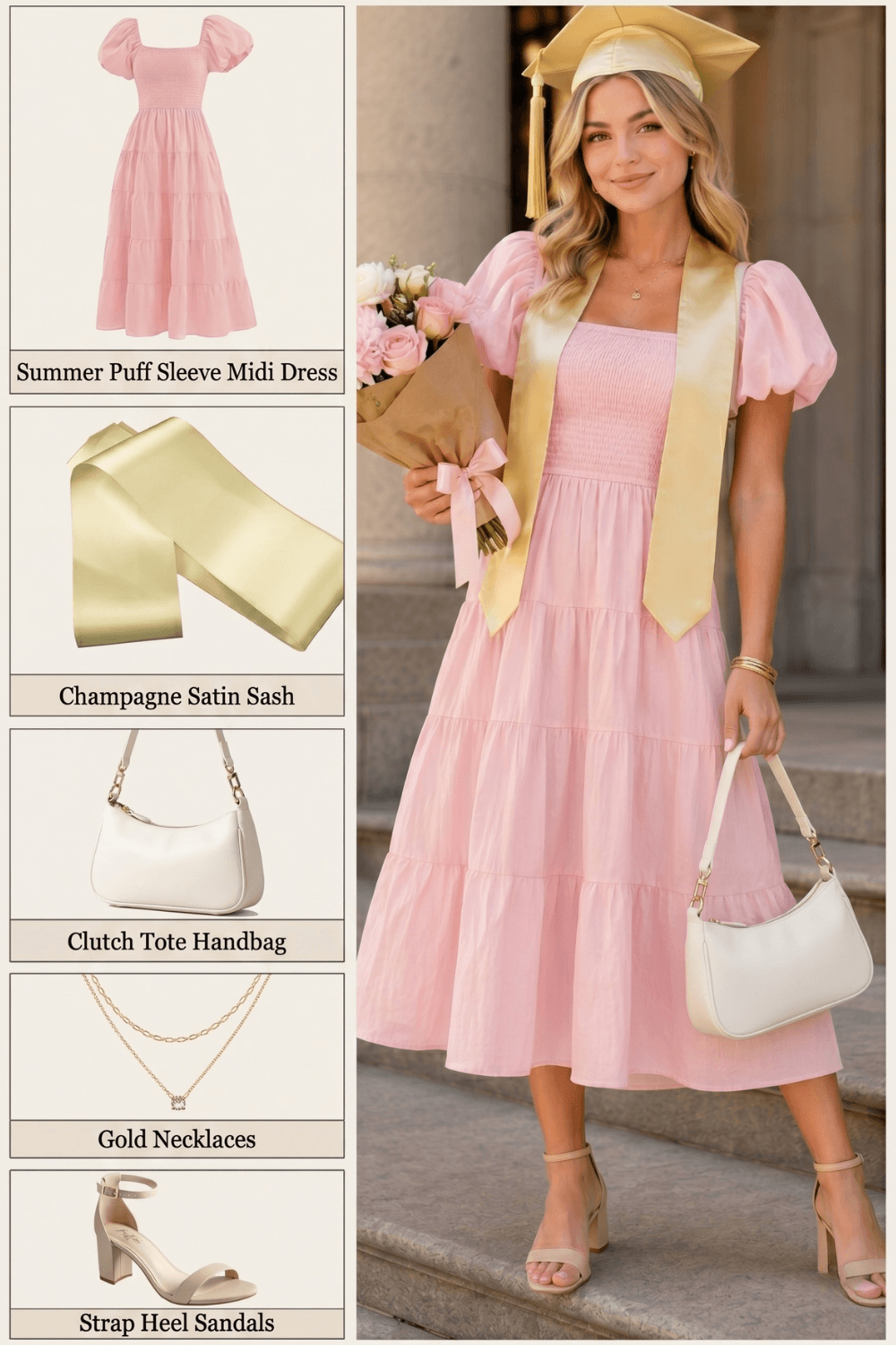 shop puff sleeve midi dress graduation look Amazon