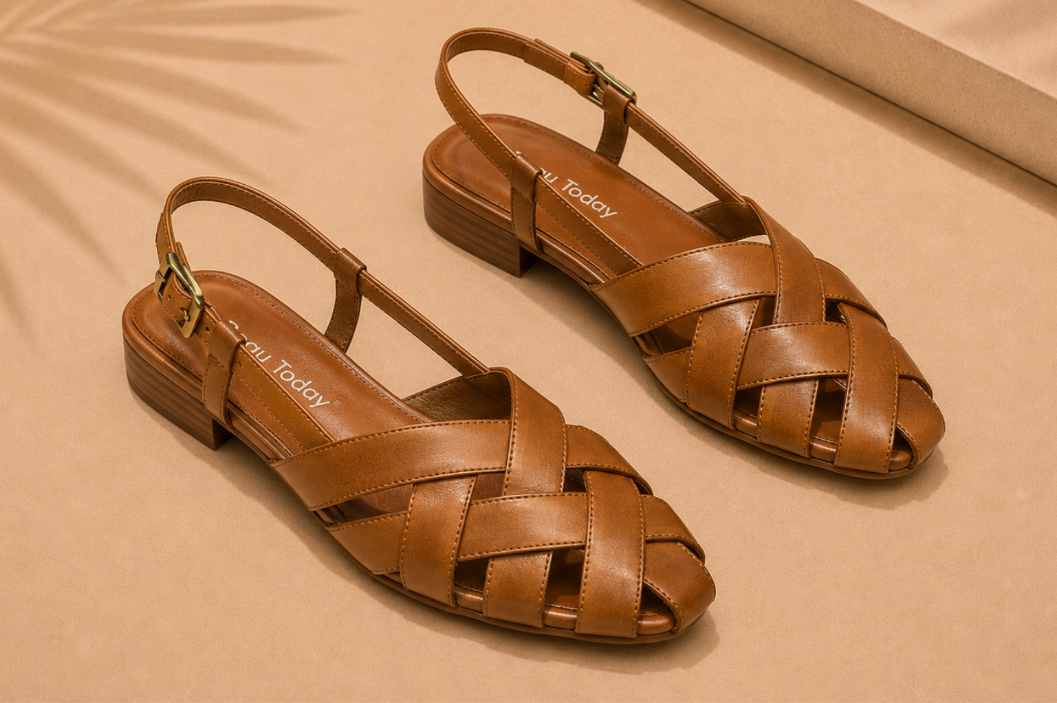 Structured woven leather fisherman-style sandal with textured coverage
