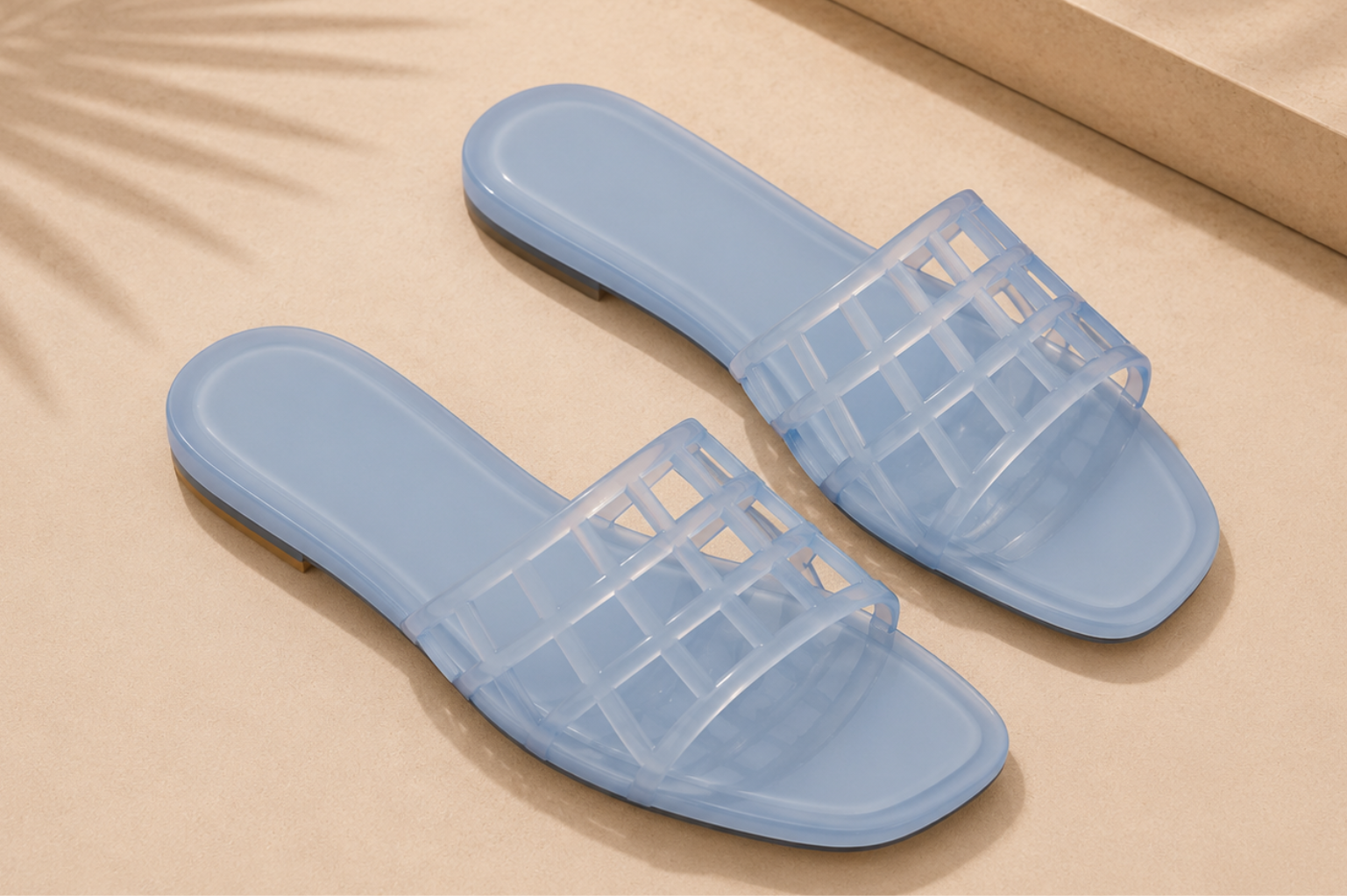 Glossy mesh jelly slide sandal in a modern, sleek 2026 silhouette