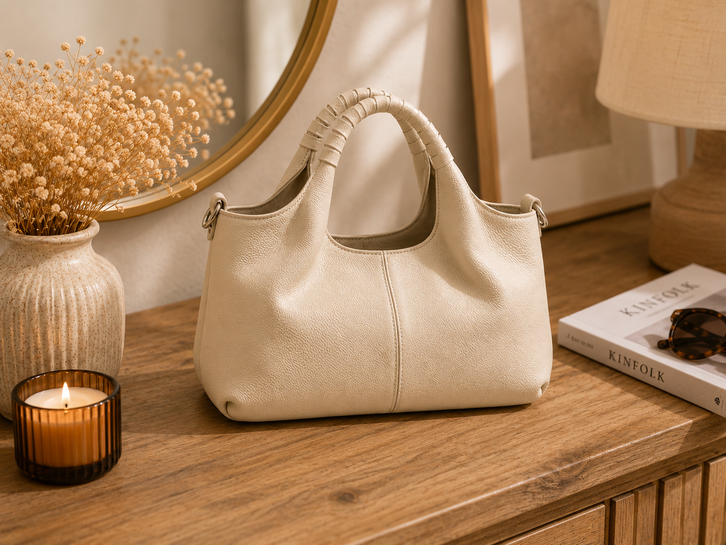 leather shoulder bag styled for everyday and office wear