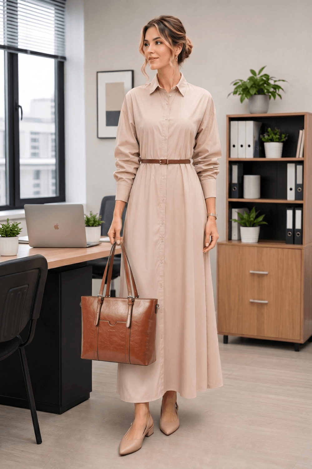 cotton button down maxi dress effortless work outfit Amazon