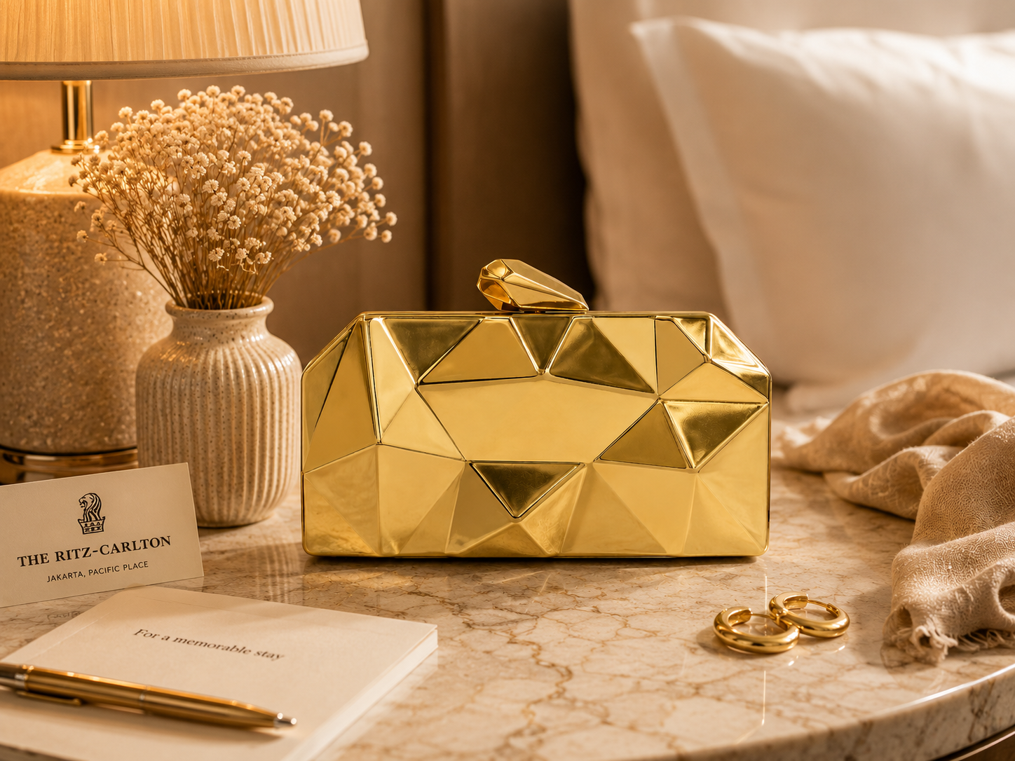 Metallic evening clutch bag for special occasion outfits