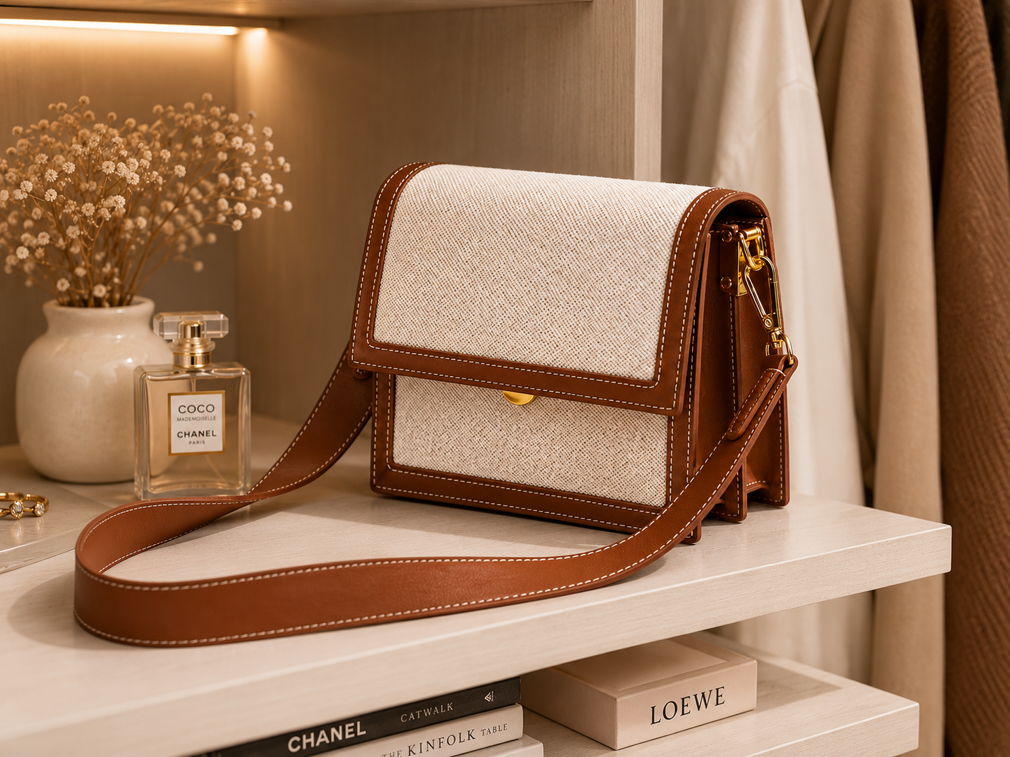 JW PEI mini flap crossbody bag with chain strap for office outfits