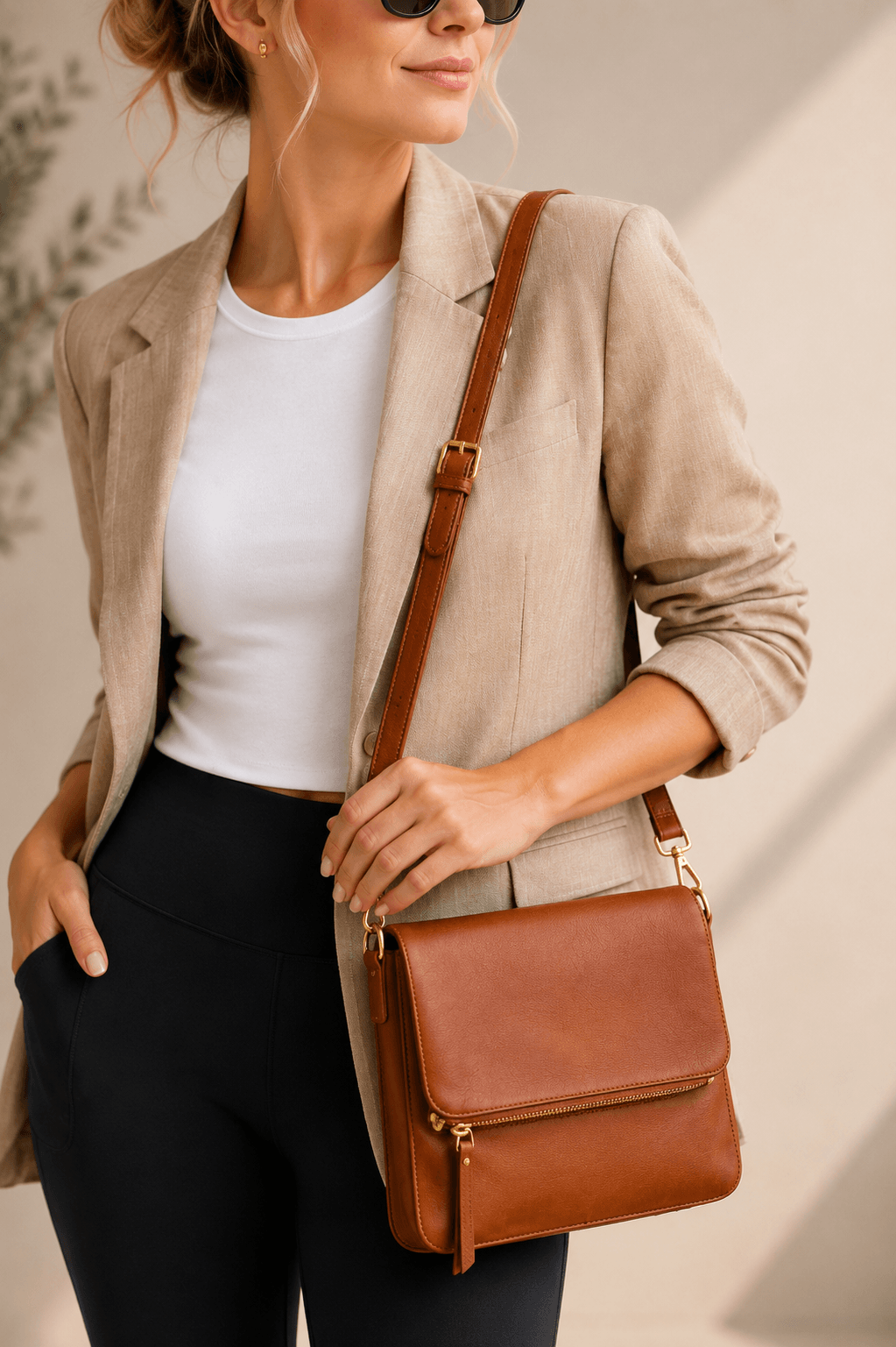 neutral crossbody bag stylish travel outfit Amazon