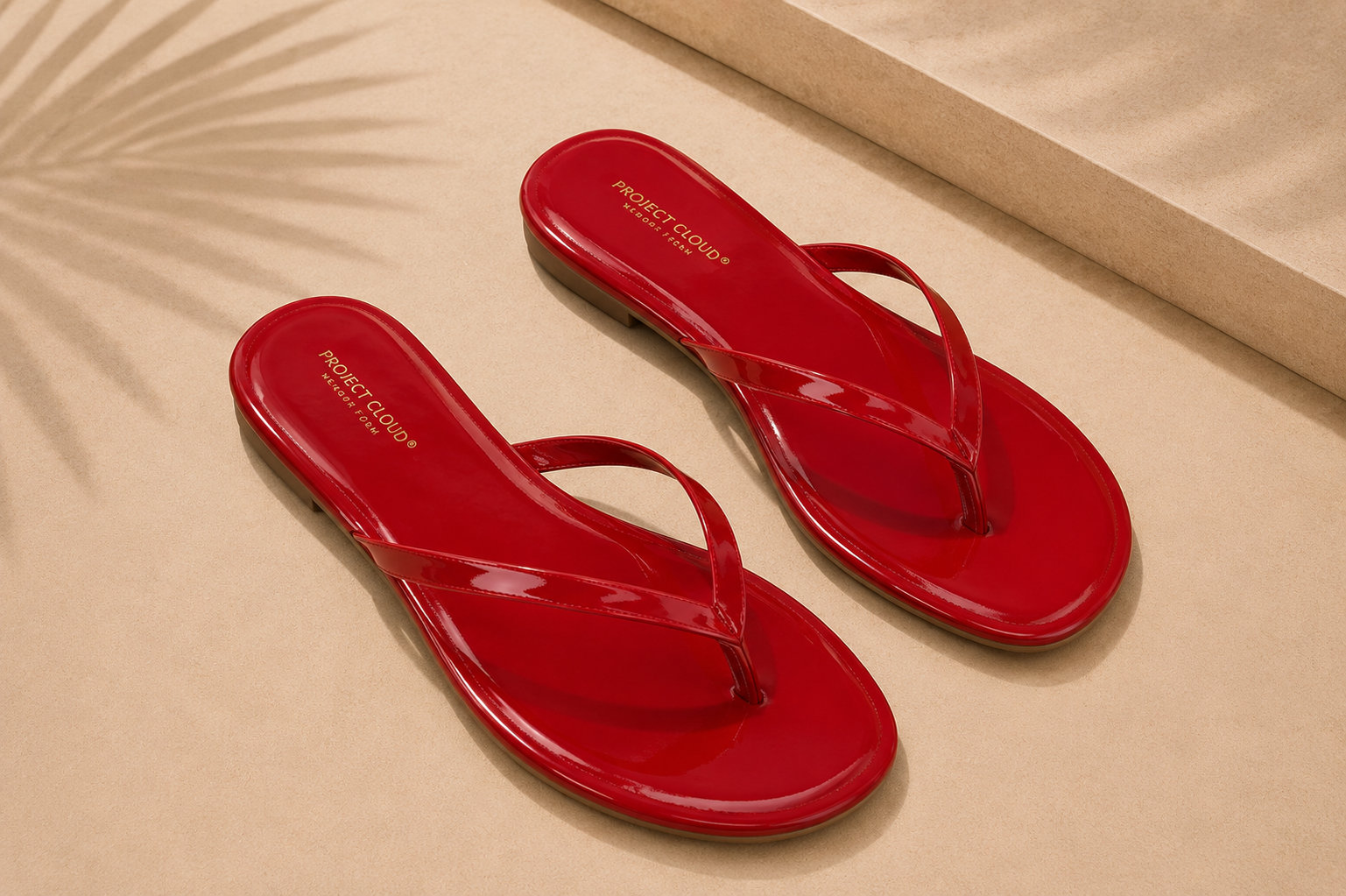 Cherry-red flip-flop sandal with a bold pop of color on a simple strap design