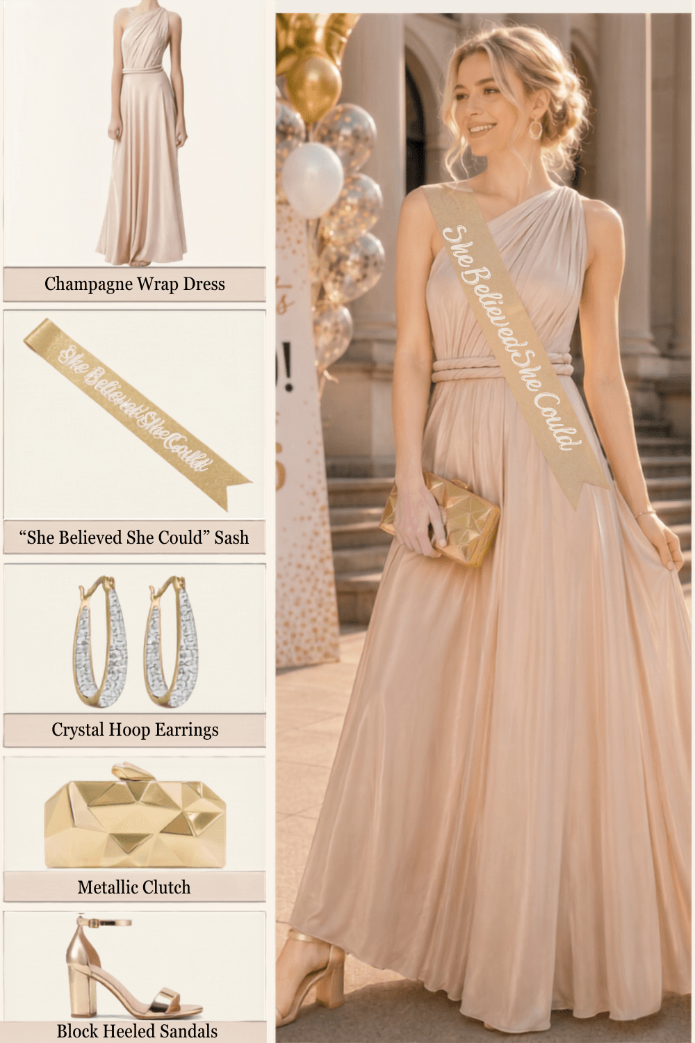 shop champagne wrap dress graduation look Amazon