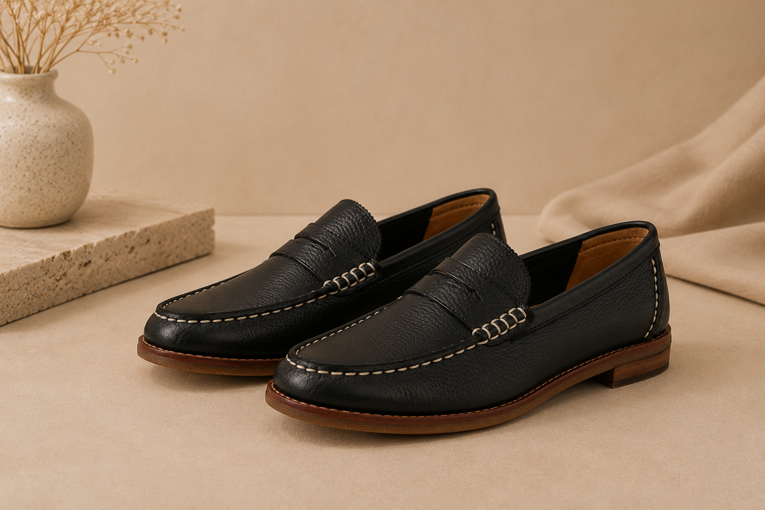 Sperry premium leather loafers styled with a skirt