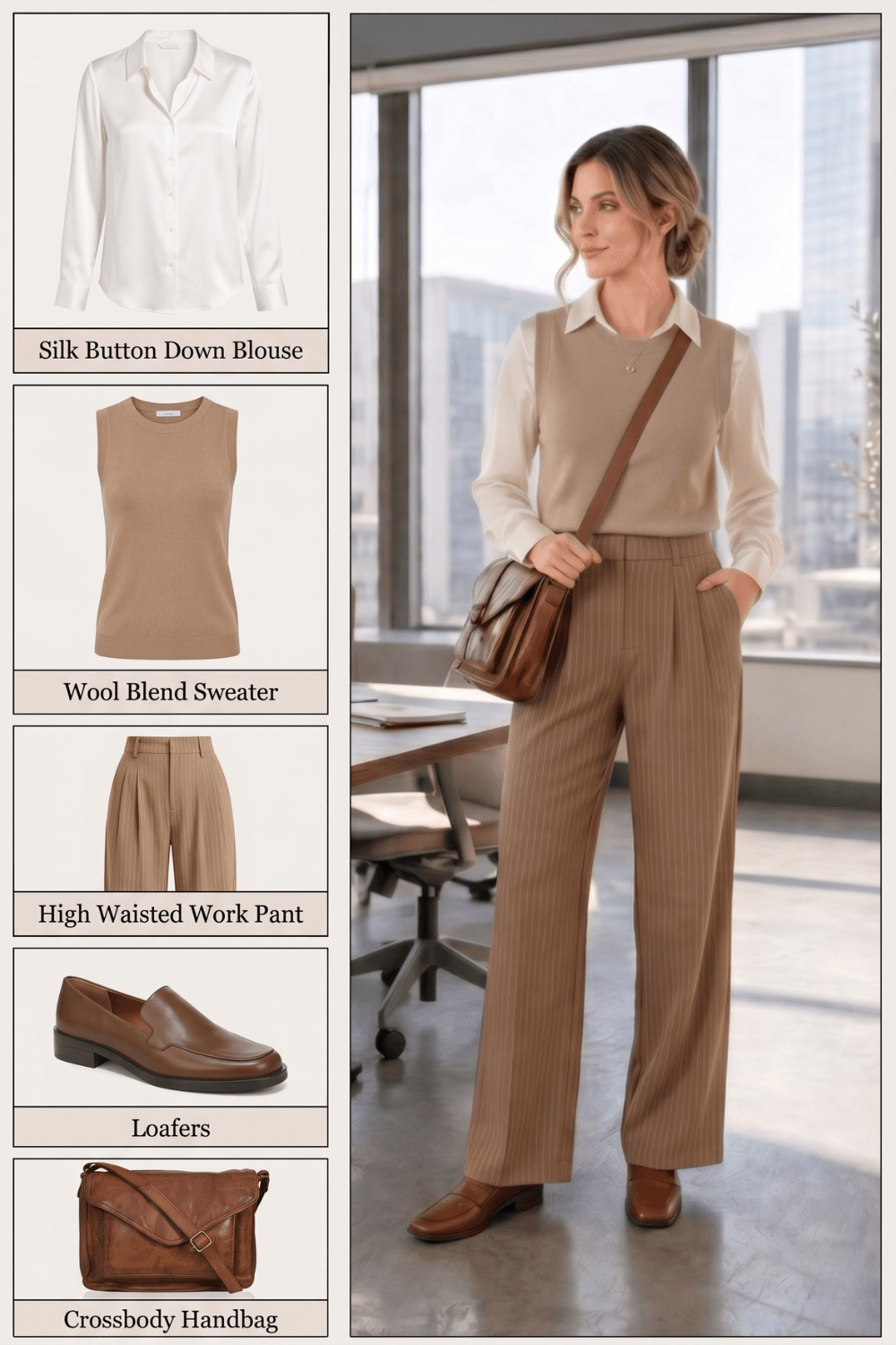 shop silk shirt knit vest office outfit Amazon
