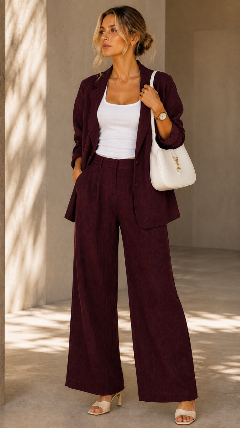 tailored linen blazer wide leg pant suit set summer 2026 amazon