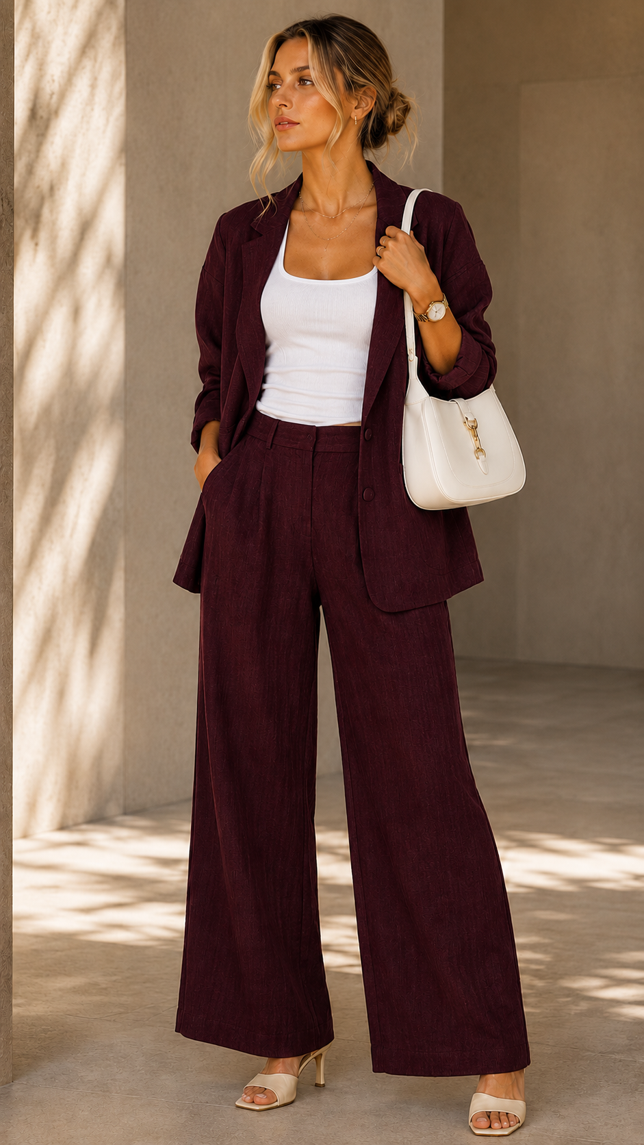 tailored linen blazer wide leg pant suit set summer 2026 amazon