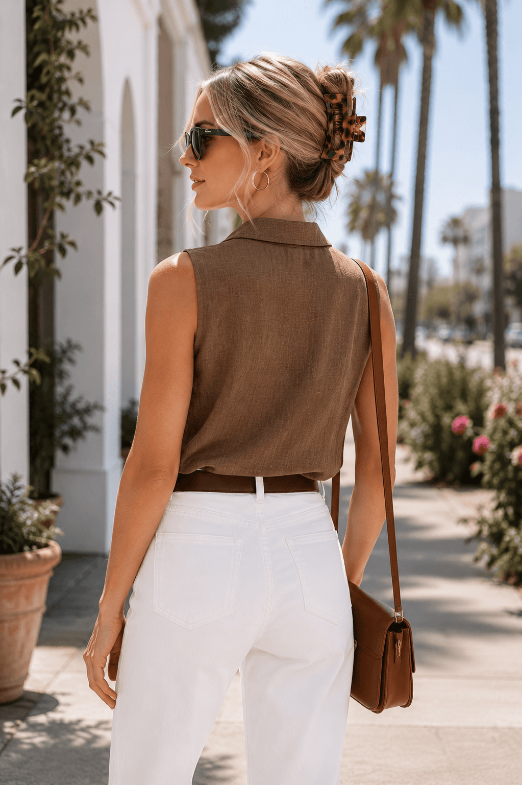 tortoise shell banana jaw clips outfit white wide leg jeans oversized shirt Amazon