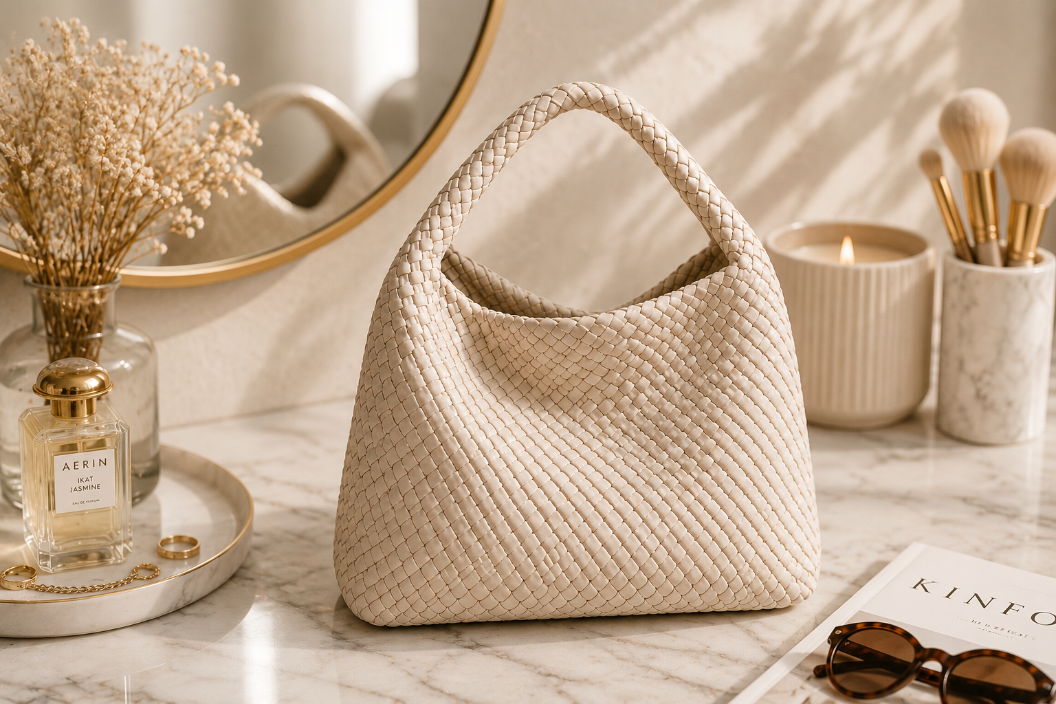 Handmade woven hobo bag with shoulder strap for casual summer style